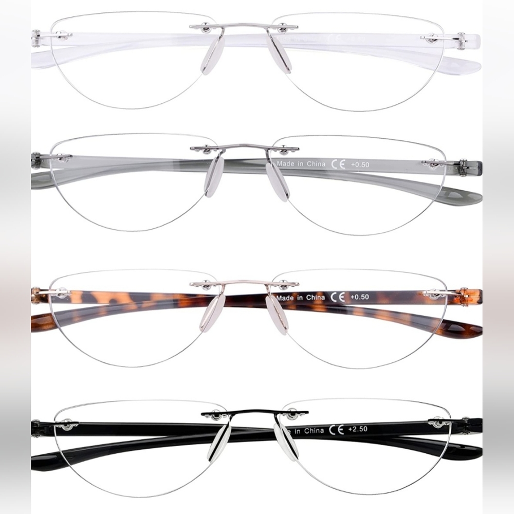 4 NEW Eyekepper Rimless Reading Glasses Women Men Half Moon Readers  (2.50)